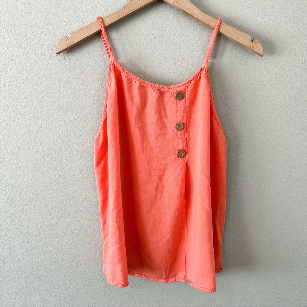 Staccato Tank Top Pink/Orange/Peach Button Detail Dressy Size Large